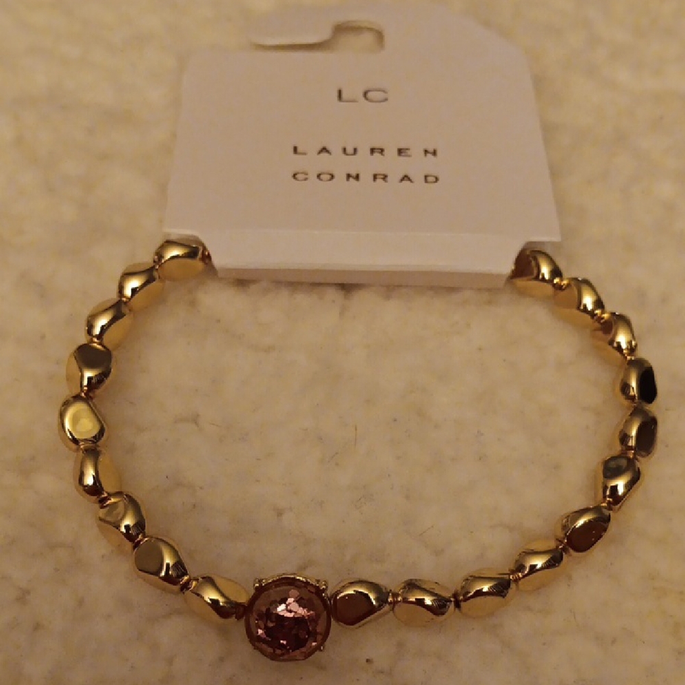 LC Lauren Conrad Gold Bracelet with Pink Accent